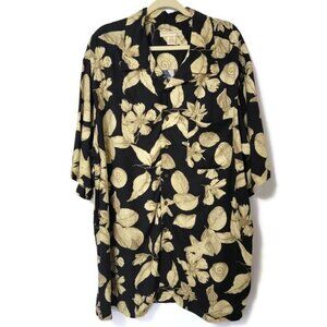 Island Passport Hawaiian Tropical Beachy Botanical Floral Button Down Shirt XLT